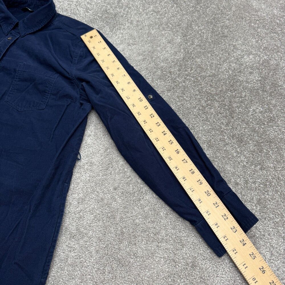 Lands' End Pinwale Corduroy Button Down Midi Shirt Dress Womens Large Navy Blue - Picture 12 of 16